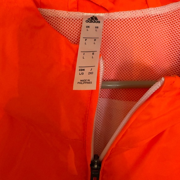 adidas Bright Orange and White Hooded Track Jacket - Picture 4 of 5